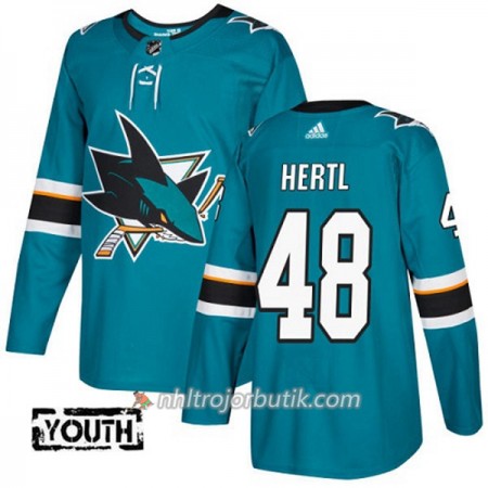 Barn Ishockey San Jose Sharks Tröja Tomas Hertl 48 Adidas 2017-2018 Teal Authentic